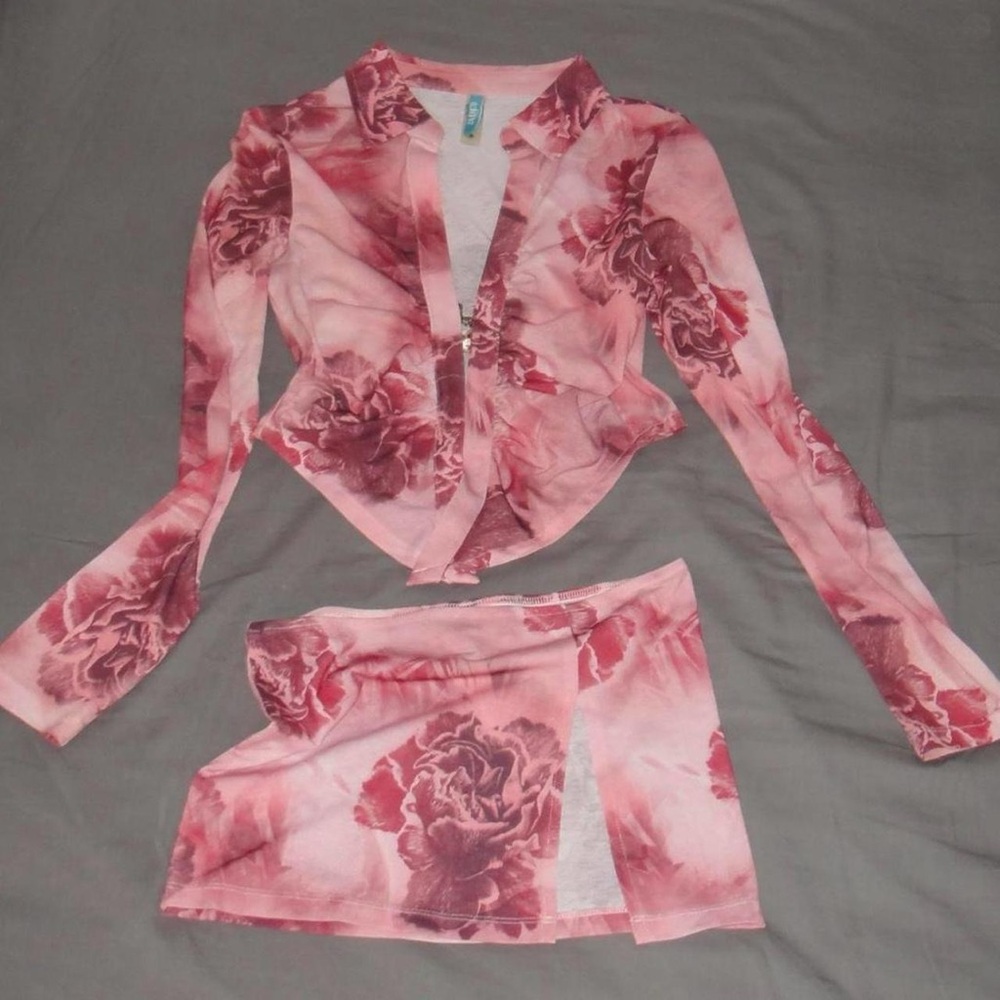 Jaded London Pink Floral Swim Coverup Set - Picture 2 of 4